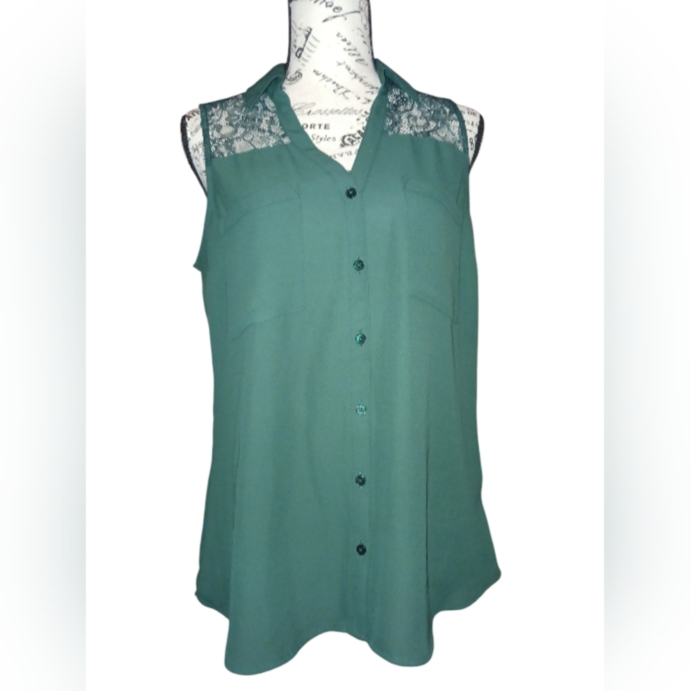 EXPRESS FOREST GREEN BLOUSE SIZE MEDIUM